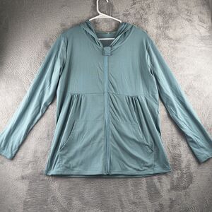 Women’s Hooded Lightweight Jacket M Pastel Teal  Zip Up Spring Fall